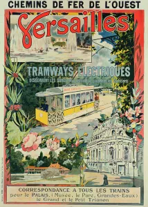 Poster advertising the electric tram at Versailles (colour litho) Poster advertising the electric tram at Versailles (colour litho)