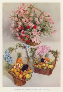 Presentation baskets of fruit and flowers (photo) Presentation baskets of fruit and flowers (photo)