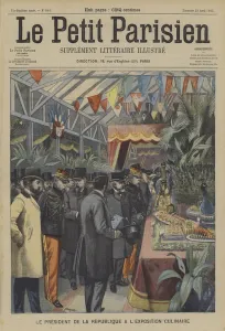 President Loubet of France visiting a culinary exhibition (colour litho) President Loubet of France visiting a culinary exhibition (colour litho)