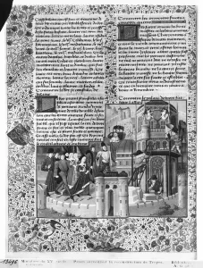 Priam watching the reconstruction of Troy (vellum) (b/w photo) Priam watching the reconstruction of Troy (vellum) (b/w photo)