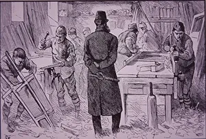 Prisoners work at carpentry in prison (engraving) Prisoners work at carpentry in prison (engraving)