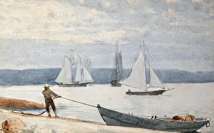 Pulling the Dory, 1880 (watercolor and pencil on paper) Pulling the Dory, 1880 (watercolor and pencil on paper)