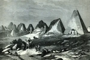 Pyramids of Meroe, on the Nile (General Gordons route), from The Illustrated Pyramids of Meroe, on the Nile (General Gordons route), from The Illustrated