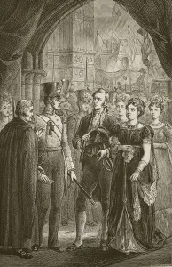 Queen Caroline demanding entry into Westminster Abbey, engraved by Butterworth and Heath Queen Caroline demanding entry into Westminster Abbey, engraved by Butterworth and Heath