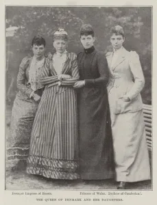 The Queen of Denmark and her Daughters (b/w photo) The Queen of Denmark and her Daughters (b/w photo)