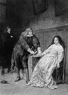 The Queen and Don Salluste, scene from Ruy Blas by Victor Hugo, 1887 (engraving) The Queen and Don Salluste, scene from Ruy Blas by Victor Hugo, 1887 (engraving)