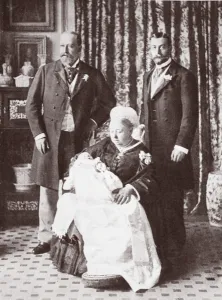 Queen Victoria Holding King Edward VIII at his Christening on July 16th, 1894 (b/w photo) Queen Victoria Holding King Edward VIII at his Christening on July 16th, 1894 (b/w photo)
