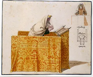 A Rabbi in a Synagogue, 1830 (pencil with w/c on paper) A Rabbi in a Synagogue, 1830 (pencil with w/c on paper)