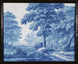 A very rare Dutch Delft blue and white rectangular plaque A very rare Dutch Delft blue and white rectangular plaque