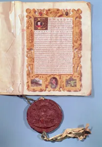 Ratification by Edward VI (1537-53) of the Treaty of Boulogne, 25th May 1550 (vellum) Ratification by Edward VI (1537-53) of the Treaty of Boulogne, 25th May 1550 (vellum)