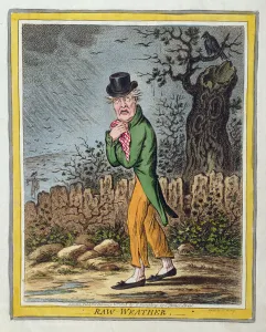 Raw Weather, published by Hannah Humphrey in 1808 (hand-coloured etching) Raw Weather, published by Hannah Humphrey in 1808 (hand-coloured etching)