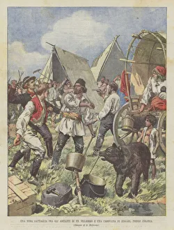A Real Battle Between The Villagers And A Gypsy Caravan, Near Cologne (colour litho) A Real Battle Between The Villagers And A Gypsy Caravan, Near Cologne (colour litho)