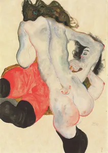 Reclining woman in red trousers and standing female nude, 1912 (gouache Reclining woman in red trousers and standing female nude, 1912 (gouache