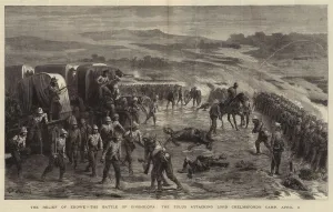 The Relief of Ekowe, the Battle of Ginghilova, the Zulus attacking Lord Chelmsford's Camp, 2 April (engraving) The Relief of Ekowe, the Battle of Ginghilova, the Zulus attacking Lord Chelmsford's Camp, 2 April (engraving)