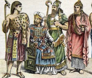 Religious costumes in ancient times (colour litho) Religious costumes in ancient times (colour litho)