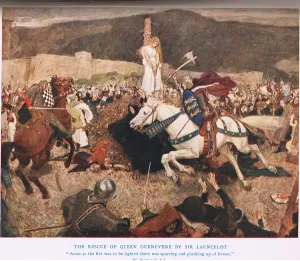 The Rescue of Queen Guenevere by Sir Lancelot, illustration from King Arthur' The Rescue of Queen Guenevere by Sir Lancelot, illustration from King Arthur'