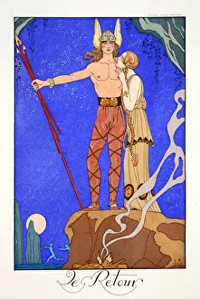 The Return, 1923, from Falbalas & Fanfreluches, Almanach des Modes Presentes, Passees et Futures, 1924 (colour litho) The Return, 1923, from Falbalas & Fanfreluches, Almanach des Modes Presentes, Passees et Futures, 1924 (colour litho)