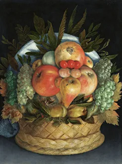 Reversible anthropomorphic portrait of a man composed of fruit (oil on panel) Reversible anthropomorphic portrait of a man composed of fruit (oil on panel)