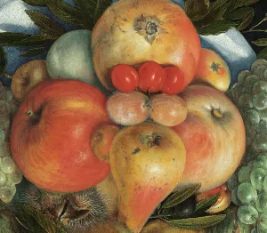 Reversible anthropomorphic portrait of a man composed of fruit (oil on panel Reversible anthropomorphic portrait of a man composed of fruit (oil on panel
