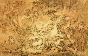 Rinaldo and Armida (pen & brown ink, brown and pink wash over black chalk on paper) Rinaldo and Armida (pen & brown ink, brown and pink wash over black chalk on paper)