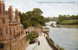 River Dee and city walls, Chester (colour photo) River Dee and city walls, Chester (colour photo)
