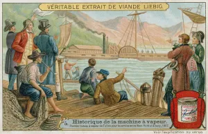 Robert Fulton's first paddle steamer for the service between New York and Albany, 1807 (chromolitho) Robert Fulton's first paddle steamer for the service between New York and Albany, 1807 (chromolitho)