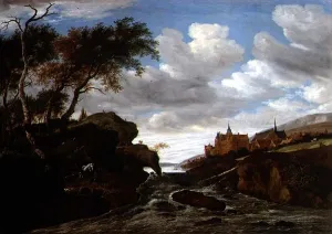 Rocky Landscape with a Waterfall, 1665 (oil on canvas) Rocky Landscape with a Waterfall, 1665 (oil on canvas)