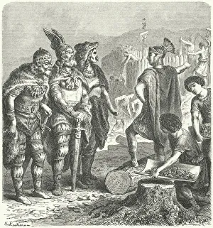The Roman general Stilicho negotiating with the Goths, c400 (engraving) The Roman general Stilicho negotiating with the Goths, c400 (engraving)