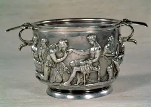 Roman silver-gilt drinking cup depicting King Priam of Troy appealing to Achilles for Roman silver-gilt drinking cup depicting King Priam of Troy appealing to Achilles for
