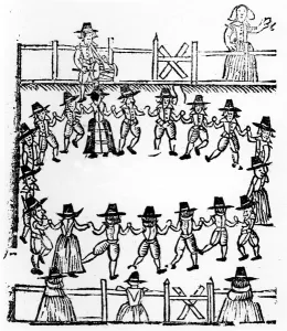 A round dance, an illustration from A Book of Roxburghe Ballads (woodcut) A round dance, an illustration from A Book of Roxburghe Ballads (woodcut)