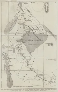 The Route explored by Captains Speke and Grant, showing the Outfall of the Nile from the Victoria Nyanza Lake The Route explored by Captains Speke and Grant, showing the Outfall of the Nile from the Victoria Nyanza Lake