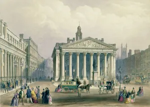 The Royal Exchange and the Bank of England, lithograph by T. Picken, printed by Day & Son The Royal Exchange and the Bank of England, lithograph by T. Picken, printed by Day & Son