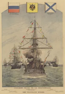 The Russian naval squadron in the Mediterranean (colour litho) The Russian naval squadron in the Mediterranean (colour litho)
