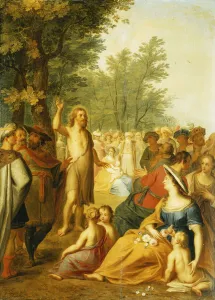 Saint John the Baptist Preaching in the Wilderness, (oil on panel) Saint John the Baptist Preaching in the Wilderness, (oil on panel)