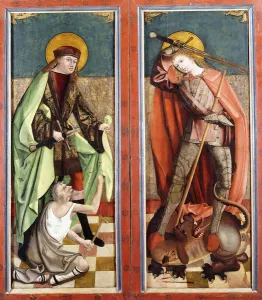 Saint Martin and the Beggar; and Saint George and the Dragon - the wings of an altarpiece Saint Martin and the Beggar; and Saint George and the Dragon - the wings of an altarpiece