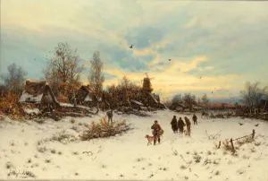 A Winter Sunset Print by Friedrich Nicolai Joseph Heydendahl