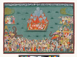 The Sati of Ramabai, wife of Madhavrao Peshwa, c.1772-75 (w/c & gold on paper) The Sati of Ramabai, wife of Madhavrao Peshwa, c.1772-75 (w/c & gold on paper)