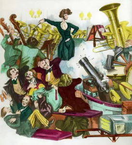 Satire by Hector Berlioz (1803-1869) conducting an orchestra Satire by Hector Berlioz (1803-1869) conducting an orchestra