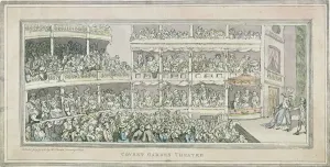 Prints of XCF282036 Covent Garden Theatre, 1786 (pen and ink with wash on paper) by English School, (19th century); Private Collection; English, out of copyright Theatre Prints: Covent Garden Theatre Print, 1786 pen and ink with wash on paper