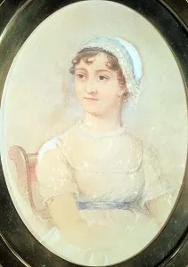 Author Prints: Print of Jane Austen in watercolor on paper