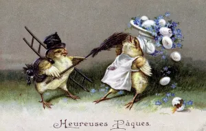 Easter Postcard Prints: Chicks and eggs for Easter, c.1900 (postcard)
