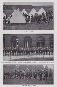 A Scouts Camp, A Guard of Honour to General Sir Robert Baden Powell, The Chief Scout A Scouts Camp, A Guard of Honour to General Sir Robert Baden Powell, The Chief Scout