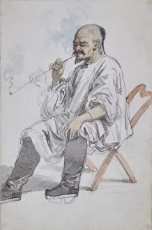 Seated Chinese man smoking, 1793 (Watercolour) Seated Chinese man smoking, 1793 (Watercolour)