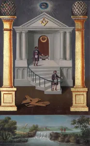 Second degree masonic tracing board, 1819 (oil on wood) Second degree masonic tracing board, 1819 (oil on wood)