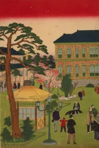 Second national industrial exhibition at Ueno Park, 1881 (woodblock print) Second national industrial exhibition at Ueno Park, 1881 (woodblock print)