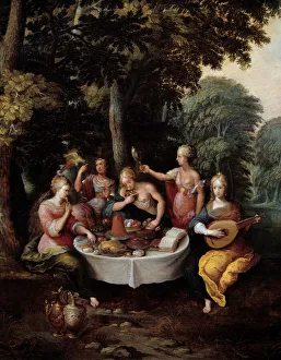 The five senses young women in a landscape with banquet (taste), music (hear) The five senses young women in a landscape with banquet (taste), music (hear)