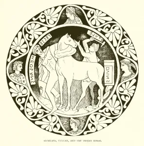 Sethlans, Vulcan, and the Trojan Horse (engraving) Sethlans, Vulcan, and the Trojan Horse (engraving)
