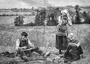 Gravure Engraving Techniques Prints: Sharpening a scythe