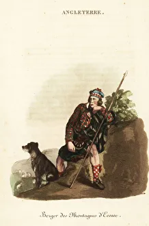 Shepherd in the Scottish Highlands, 1800s. 1821 (engraving) Shepherd in the Scottish Highlands, 1800s. 1821 (engraving)