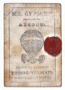 Two shilling ticket for reserved seats at Mr Gypson's Fourty-Fourth Ascent, 1 October 1841 (print) Two shilling ticket for reserved seats at Mr Gypson's Fourty-Fourth Ascent, 1 October 1841 (print)